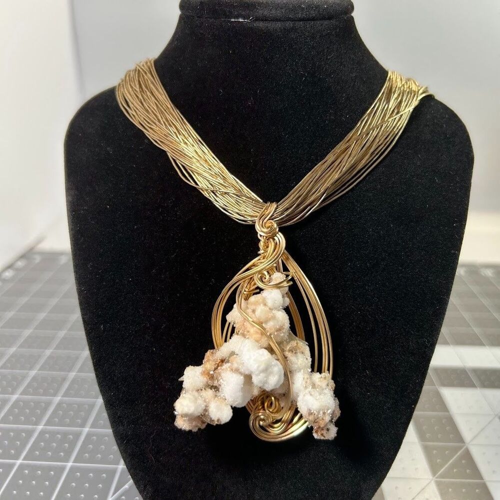 Vtg Navajo Southwestern Liquid 12k Gold Filled Necklace 50 strands 17" & Pendent